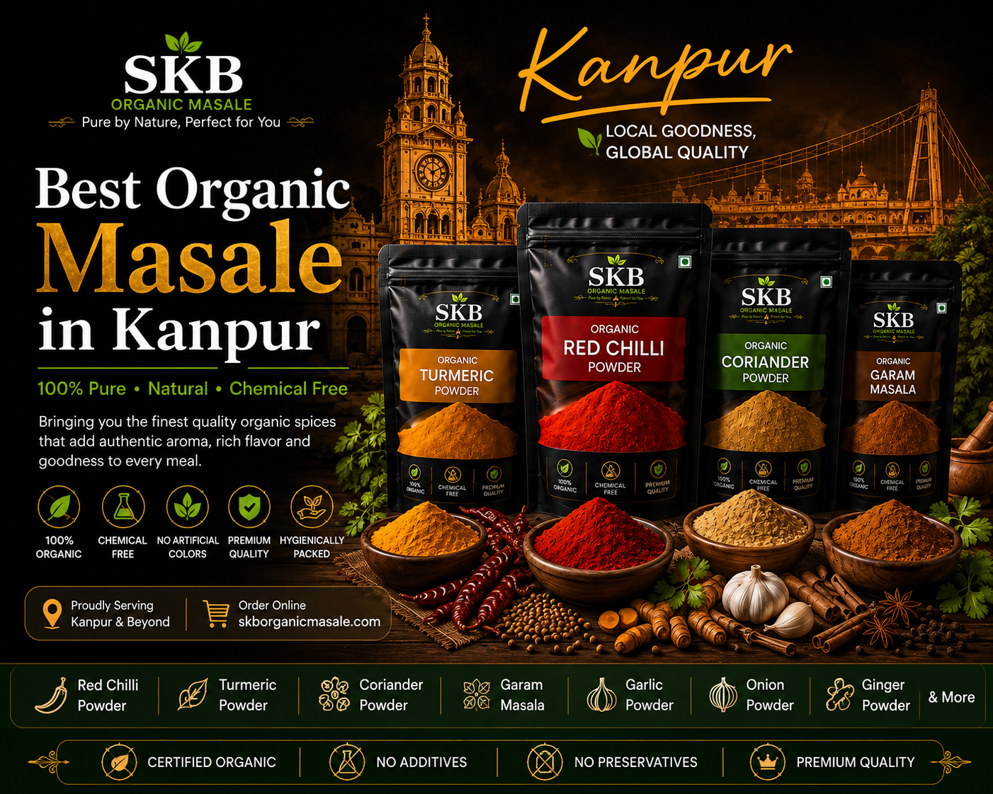 Best Organic Masale in Kanpur – Buy 100% Pure & Natural Spices from SKB Organic Masale